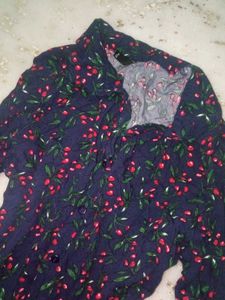 y2k cherry print button up
