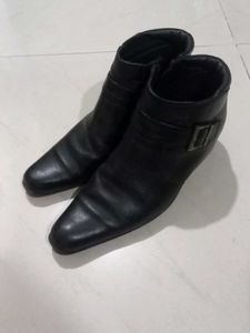 Black Leather Ankle Boots