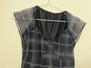 Chic Plaid Sheer Sleeve Top