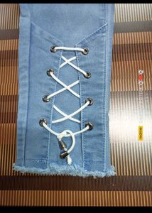 Stylish Lace-Up Detail Jeans
