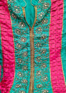 Sea green &amp; Pink Embroidered Kurta Palazzo Set