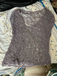 Sheer Crochet Knit Cover Up Top