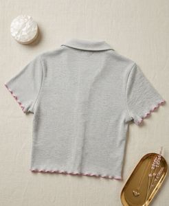 Westside New Cute Grey Collared Cropped Top