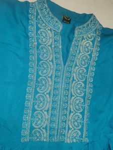 Teal Kurta with Gold Embroidery