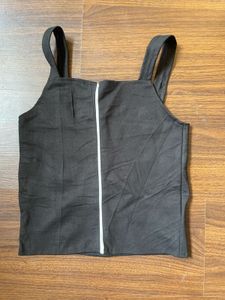 Black Cropped Tank Top with zipper Accent