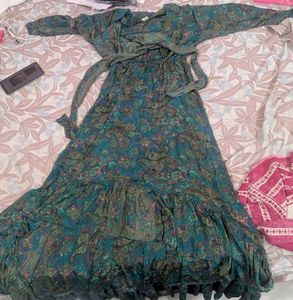 Bohemian Print Tie-Front Maxi Dress