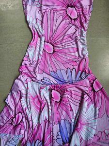 Bright Pink Floral Halter Dress