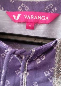 Purple Printed Kurta with Silver Embellishments