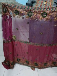 Embellished Maroon Saree