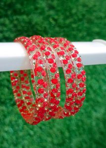 Red Floral Bangles