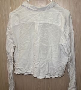 Chic White Cropped Button-Up Shirt