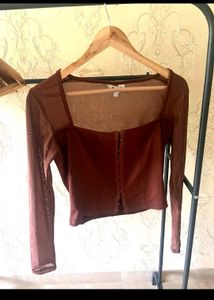 Sheer Sleeve Corset Top