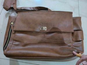 Stylish Tan Faux Leather Handbag