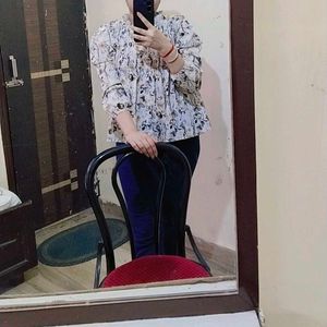 Elegant Floral Printed Smocked Top