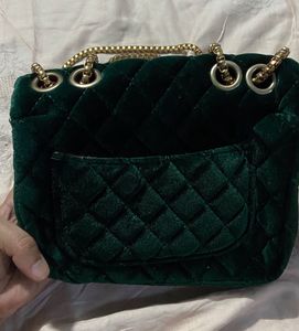 Emerald Green Velvet Shoulder Bag