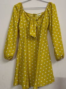 Yellow Polka Dot Dress By Berrylush Brand