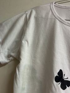 White Butterfly Tie-Front Crop Top