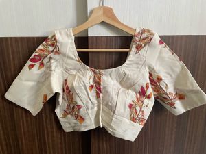 Beige Floral Print Blouse