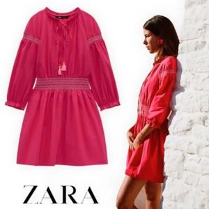 Zara Pink Embroidered Dress