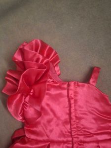 Sparkly Single shoulder Ruffle Red Party Dress