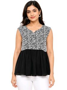 Stylish Black and White Printed Kurta