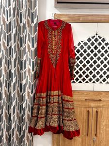 Red Anarkali Kurta Set with Dupatta