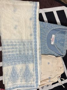 Pastel printed Kurta set with churidar and dupatta