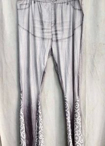 7229. Grey Flare Pants with Lace Inserts