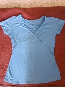 Blue Wrap Front T-Shirt