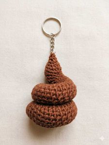 Crocheted Poop Emoji Keychain