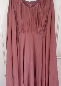 Flowing Dusty Rose Bell Sleeves Maternity Dress