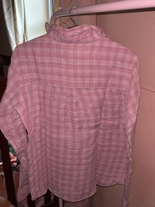 Chic Pink Plaid Long Sleeve Shirt