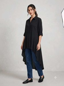 Chic Black High-Low Shirt Tunic