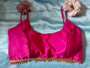 pink blouse with lace padded