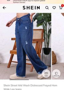 Shein Wide Leg Distressed Jeans