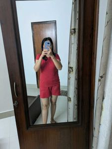 Vibrant Red T-Shirt And Shorts