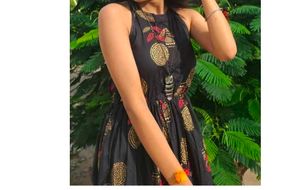 Black Ethnic Printed Gown
