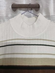 Striped Sleeveless Mock Neck Top