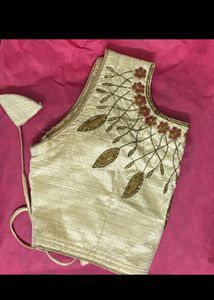 VERSATILE CREAM GOLD HAND WORK BLOUSE