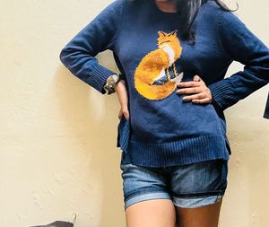 Fox Print Cozy Sweater