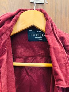 Men's Burgundy Corduroy Shirt