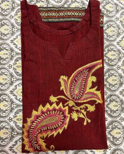 Maroon Embroidered Kurti 50" bust