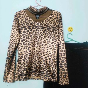 Animal Print Top &amp; Skirt Set