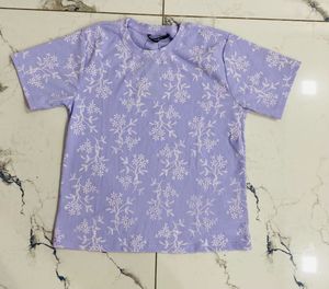 Lavender Floral Print T-Shirt