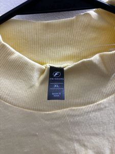 Yellow Ribbed Mock Neck Top (FRISKERS - New)