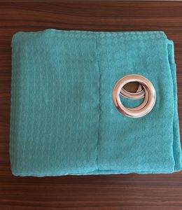 Teal Coloured Textured Curtains