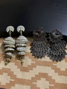 Oxidised Silver Statement Earrings Combo