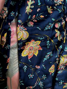 Bohemian Floral Print Navy Top