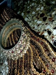 Elegant Gold and Maroon Bangles Set