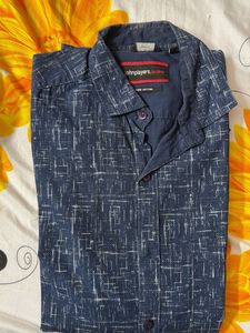 John Players Men's Blue Printed Shirt